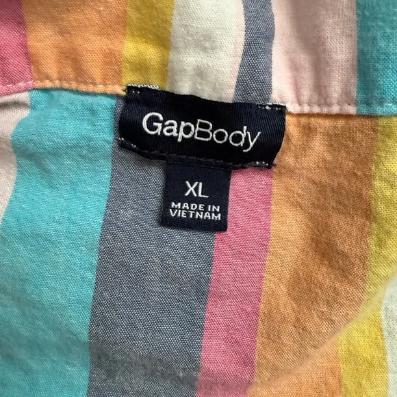 Gap Body Striped Button Down Shirt – XL – Lightweight Cotton Blend Rainbow - Picture 5 of 7